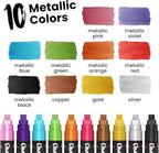 10mm Metallic Chalk Markers (10 Pack) Liquid Chalk Pens - For Blackboards, Chalkboard, Bistro Menu, Window - Wet Wipe Erasable Car Window Markers - 10mm 3-in-1 Wide Nib