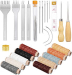 Cridoz 35 Pcs Leather Pouch Kit with Hole Punch, Sewing Tools, Waxed Thread and Large-Eye Stitching Needles for Beginner Crafting Projects