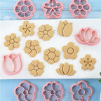 Flower Cookie Cutters Set, 3D Pressable Cookie Cutters Small Flower Biscuit Cutters Cake Baking Fondant Embosser Stamps Birthday Party DIY Cake Decorating Tools (flower)