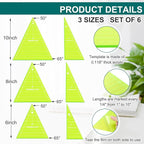 Kigley 3 Set Tall Triangle Rulers for Quilting 6 8 10 Inch Wedge Triangle & Wing Quilting Rulers and Templates Acrylic Quilt Templates for Sewing Layer Cake Patchwork Cutting Pattern DIY Craft (Green)