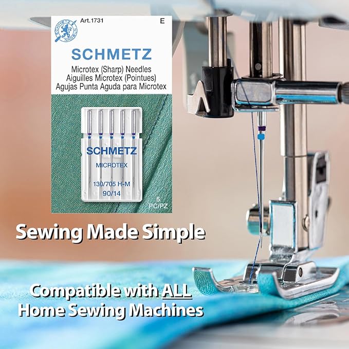 SCHMETZ Microtex Sharp Sewing Machine Needles - Quilting & Topstitching Supplies, Size 90/14, 5-Needle Card, Pack of 10