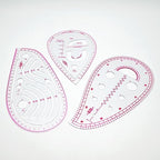 Fashion Clear Metric Sewing Ruler Set,French Curve Pattern Rulers for Beginners, Tailors, Designers, Quilting, Embroidery, Cross Stitch, Crochet, Knitting 9pcs
