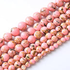 36PCS 10MM Natural Pink Shell Turquoise Beads for Jewelry Making with Mother-of-Pearl Round Loose Beads DIY Bracelet Accessories 15" (10mm, Pink Shell Turquoises)