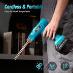 SEESII Cordless Foam Cutter: Electric Hot Knife Kit with 2×2000mAh Batteries,120W Power (Max 842°F) Air-Cooled Styrofoam Cutting Tool with 4 Blades for Rope,Fabric,EPP,EPS, XPS,EPE,PU,KT Board