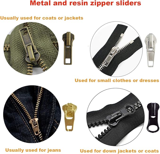 EuTengHao 169Pcs Zipper Repair Kit Zipper Replacement Zipper Pull Rescue Kit with Zipper Install Pliers Tool and Zipper Extension Pulls for Clothing Jackets Purses Luggage Backpacks (Silver and Black)