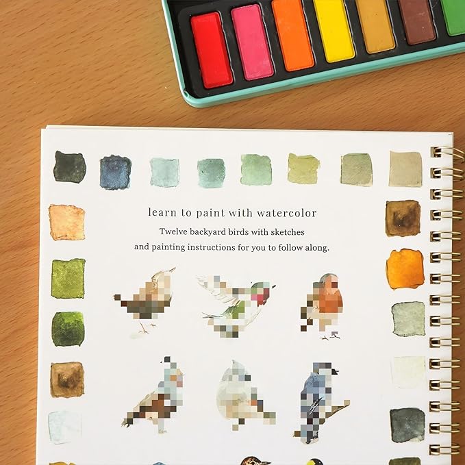 Beginner Watercolor Painting Kit Watercolor Workbook Coloring Book 12 Colors Paint Set with Brush,Easy Nature Scenes Beginner Friendly Watercolor Paint Set Gift for Adults Teens. (WINTER)