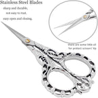 BIHRTC 4.5Inch Sewing Embroidery Scissors Professional Grade Shears with Artificial Leather Cover Stainless Steel Scissors for Office Craft Cross Stitch Needlework DIY Tools Knitting
