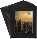 HOTUO 10 Pack Black 11x14 Picture Frame Mats, Pre-Cut 11x14 Picture Mats with Ivory Core Bevel Cut for 8x10 Photo, Signature Friendly 4 Ply Thickness Photo Mat for Frames/Artwork/Print/Picture