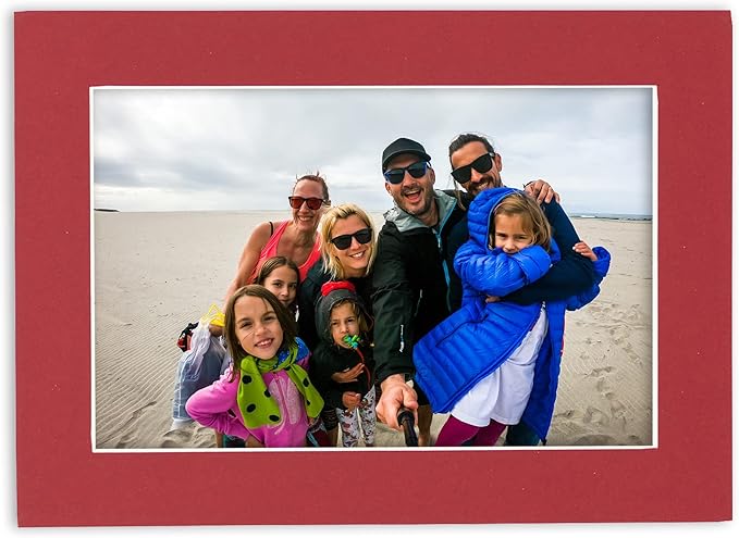 5x7 Mat for 8.5x11 Frame - Precut Mat Board Acid-Free Deep Red 5x7 Photo Matte Made to Fit a 8.5x11 Picture Frame, Premium Matboard for Family Photos, Show Kits, Art, Picture Framing, Pack of 10 Mats