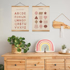 ZTGDA Alphabet Shapes Poster Set of 2, ABC Posters for Toddlers Decor, Shapes Alphabet Learning Poster Hanger Frame Wall Decor for Classroom Nursery Kids Room Playroom Preschool Decor