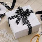 Polka Dot Grosgrain Ribbon 5/8 Inch, 25 Yards Spool Black and White Dot Craft Ribbon for Christmas Gift Wrapping DIY Crafts Hair Bows Wedding Party Decor Sewing and Home Decoration
