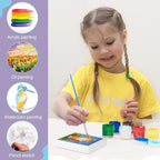 ESRICH Mini Canvases for Painting, Canvas in Bulk 32Pack, 3x3In, 2/5In Profile Small Square Canvas, Blank Canvases are Great for School Projects and Kids Birthday Parties, Home Decor Project.