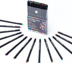 24 Colors Fineliner Color Pens - 0.4mm Fine Point Colored Pens for Journaling, Doodling, Drawing, Note Taking, Adult Coloring, Planner Supplies – Black Barrel