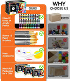 52 PCS Classic & Pastel & Glow in the Dark Acrylic Paint Set with 12 Brushes, 2 Knives & Palette, 36 Colors Art Craft Paint for Beginners, Halloween Pumpkin Canvas Ceramic Rock Painting Kit
