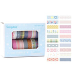 20 Rolls Basic Washi Tape Set Japanese Arts Adhesive Tapes Simple Patterns Decorative Masking Tape Sets for Craft, Kids, Scrapbook, DIY, Gift Wrapping (Style Three)