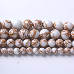 45pcs 8mm White Howlite Spun Gold Stone Beads for Jewelry Making Natural Stone Energy Healing Beads DIY Bracelet Necklace 15" (8mm, White Howlite Spun Gold Stone)