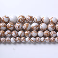 36pcs 10mm White Howlite Spun Gold Stone Beads for Jewelry Making Natural Stone Energy Healing Beads DIY Bracelet Necklace 15" (10mm, White Howlite Spun Gold Stone)