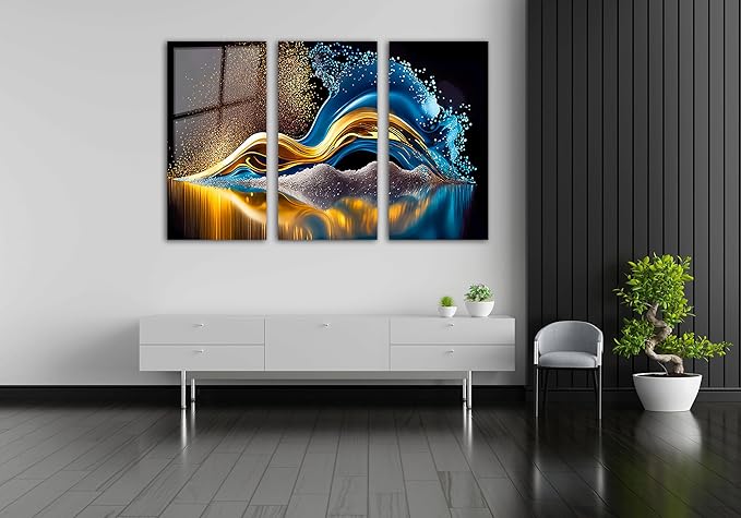 SpiritualHands Colorful Abstract Printed Tempered Glass Wall Art Painting for Living Room, Tempered Glass Modern Prints Decor, Large Vivid Color Panel for Bedroom, Kitchen, or Office