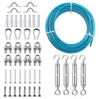 3/16" Sunshade Sail Hardware Kit, Turnbuckles for Cables Wires, PIUM PVC Coated Wire Rope Kits, 100Ft Stainless Steel Cable for Clothes Line Wires, String Light Hanging and Garden Plant Trellis