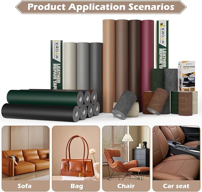 Leather Repair Tape, 4.7x63 inch Leather Patches for Furniture, Self Adhesive Leather Repair Patch for Sofas, Couches, Leather Covers, Seats, Chairs, Vinyl Repair Tape Beige White