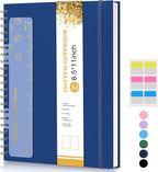 Dotted Notebook, Spiral Notebook Journal 8.5” x 11”, A4 Large Dot Grid Notebooks for Women Men, 100 GSM Dotted Paper, Plastic Hardcover Spiral Bullet Journals for Work School Sketching, Navy