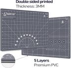 Headley Tools 18"x12" Thickened Self Healing Cutting Mat, A3 Rotary Cutting Sewing Mat for Crafts, Double Sided 5-Ply Table Cutting Board for Fabric Quilting Leather Arts Hobby Project, Grey
