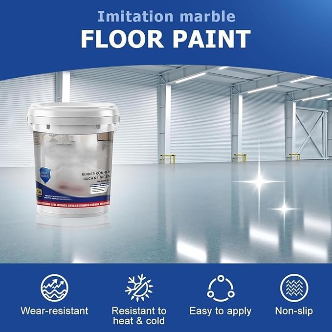 Epoxy Floor Paint, Epoxy Colored Sand Floor Paint, High-Gloss Marble Effect Self-Leveling Coating, Waterproof, Non-Slip, Ultra-Durable for Garage, Basement, Wood Floors (Colorful,8.8Ib)