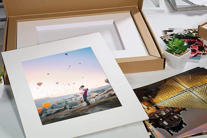 Mat Board Center, Pack of 5, 16x20 for 11x14 Photo Picture Double Mats - Acid Free, 8-ply Thickness, White Core - for Pictures, Photos, Framing (White Over White)