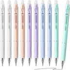 Temiary 10 Pcs Retractable Erasable Gel Pens, Fine Point 0.5 mm, Make Mistakes Disappear, Smooth Writing Gel Pen with Eraser for Journaling Note Taking Marking Planner Crossword Puzzles (Black Ink)
