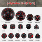 CiaraQ DND Polyhedral Dice Set (15pcs) D4-D100 Game Dice with Dice Bag for Dungeons and Dragons Role Playing Table Games (Black & Red)