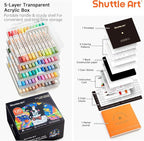 Shuttle Art 60 Pack Dual Tone Acrylic Paint Markers, 120 Colors Acrylic Paint Pens for Rock Painting, Ceramic, Wood, Canvas, Glass, Stone, Fabric, Card Making, DIY & Art Supplies