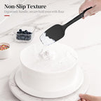 600ºF Heat Resistant Spatulas, High Heat Food Safe Semless Kitchen Silicone Spoon Spoonula Scraper Set for Cooking Baking Mixing Scraping Stirring Nonstick Cookware Pan Bowl (3Pcs,Black)