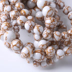 45pcs 8mm White Howlite Spun Gold Stone Beads for Jewelry Making Natural Stone Energy Healing Beads DIY Bracelet Necklace 15" (8mm, White Howlite Spun Gold Stone)