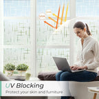 DOWELL Window Privacy Film Frosted Glass Window Film, Sun Blocking Non-Adhesive Glass Cling, Decorative Door Sticker, Self Static-Cling Tint Covering for Home Office, Cross Pattern 17.5" x 157.5"
