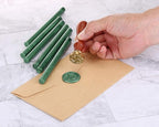 Yoption 15 Pieces Glue Gun Sealing Wax Sticks for Wax Seal Stamp, Great for Wedding Invitations, Cards, Envelopes (Metallic Green)