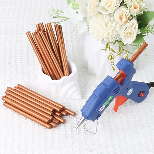 Copper Gold Wax Seal Sticks, 30pcs Sealing Wax Sticks, HOSEALING Glue Gun Wax Seal Sticks for Wax Seal Stamp, Premium Sealing Wax for Wedding Invitations, Letter, Envelope (Mini Size)