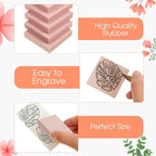Frienda 48 Pcs 2" X 2" Rubber Carving Blocks Linoleum Blocks for Printmaking, Stamp Making, DIY Crafting, Scrapbook, Painting, Soft and Easy to Carve (Pink)
