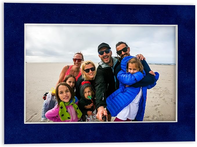 Pack of Ten Acid Free 8x10 Mats Bevel Cut for 5x8 Photos - Brooke Blue Suede Precut Matboards With Backing Boards and Self Seal Photo Mat Bags For Pictures, Photos, Framing - 4-ply Thickness