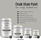 Chalky Chicks All-in-One Chalk Paint for Furniture or Cabinet - 4 Fl Oz - Matte Finish Mad Cloud (Light Gray) for Metal, Wood Furniture Paint - No Sanding All-in-One for Home Decor & Crafts, USA Made