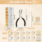1440 Pcs Jump Rings for Jewelry Making Kits, Silver Gold Jewelry Jump RingsJewelry Repair Kit for Necklaces Lobster Clasps DIY Crafts Keychains Repair Supplies Tools, with Pliers/Tweezers/Ring