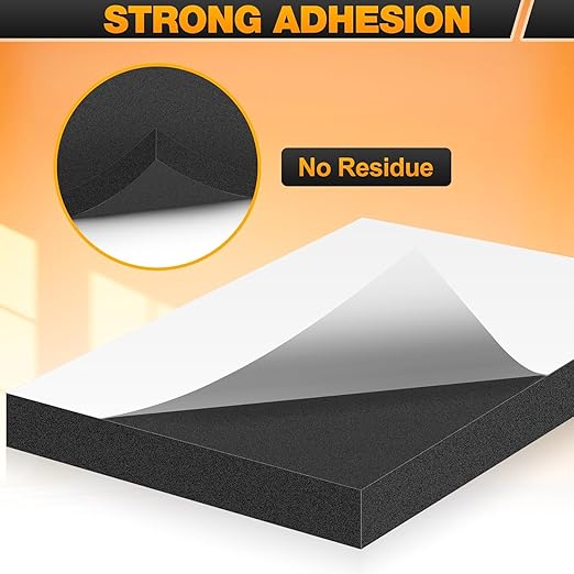 MYFAMIREA 8 PCS Adhesive Foam Padding Sheets Closed Cell Self Adhesive Sticky Foam Pads, 1/8" Thick 6'' x 6'' Neoprene Rubber Sheets Non-Slip Insulation Pads Vibration for Furniture Crafts Cars, Black