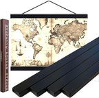 DACRI HOME 62" Magnetic Poster Hanger Frame - Sturdy Teak Wood Poster Frame, Strong Magnets for Safe Hanging Map Picture Print Scroll Wall Art 62x24 62x36 62x42 (62 Inch, Black)