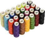 Waxed Thread for Leather Sewing 24 Colors 210D Hand Stitching Thread Waxed Flat Cord for Hand Sewing Book Binding Shoe Repairing
