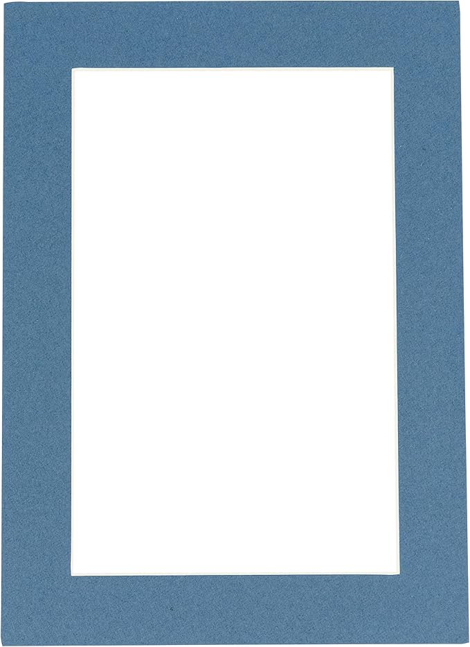 Pack of Ten 8x10 Mats Bevel Cut for 5x8 Photos - Acid Free Steel Blue Precut Matboards for Pictures, Photos, Framing - 4-ply Thickness