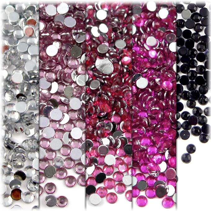 The Crafts Outlet 5-PK Set (7,200-Piece), Round 3mm Rhinestones, Flatback, Red Tones