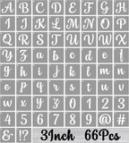 BAMIDELE 3 Inch Alphabet Letter Stencils for Painting, 66 Pcs Reusable Plastic Calligraphy Letter Stencils and Numbers Template Kit for Painting on Wood, Chalkboard, Fabric, Door Porch, Wall Art