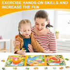 Magnetic Puzzles for Kids Ages 3-5, 3 in 1 Dinosaurs Magnetic Jigsaw Puzzle Book, Travel Puzzles Toys for Toddlers 3-8 Year (Dinosaur World)