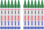 Green Paint Markers, 12 Pack Oil-Based Waterproof Quick Dry Permanent Paint Pen Set for Rocks Painting, Wood, Fabric, Plastic, Canvas, Glass, Mugs, Metal, Tire, Stone, DIY Craft