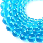 6MM Lake Blue Glass Beads Natural Gemstone Round Loose Stone Beads for Jewelry and Bracelets Making 120pcs 2 Strands 32"
