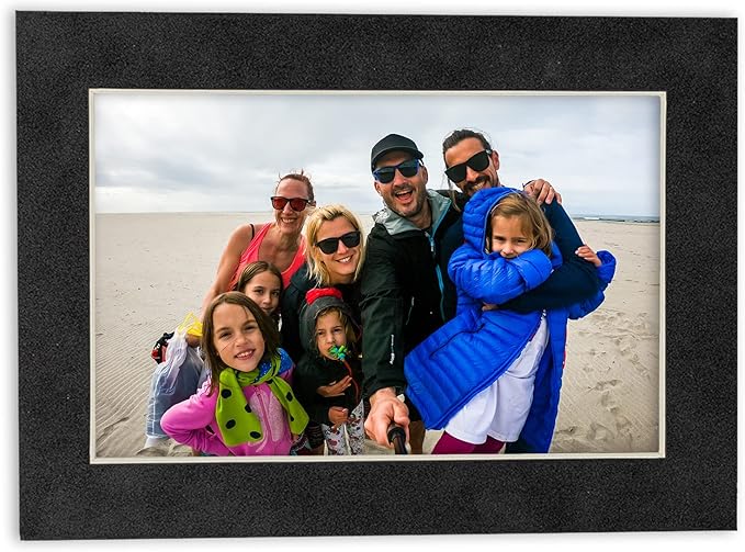 Pack of 25 Acid Free 11x14 Mats Bevel Cut for 8.5x11 Photos - Dark Grey Suede Precut Matboards With Backing Boards and Clear Photo Mat Bags For Pictures, Photos, Framing - 4-ply Thickness